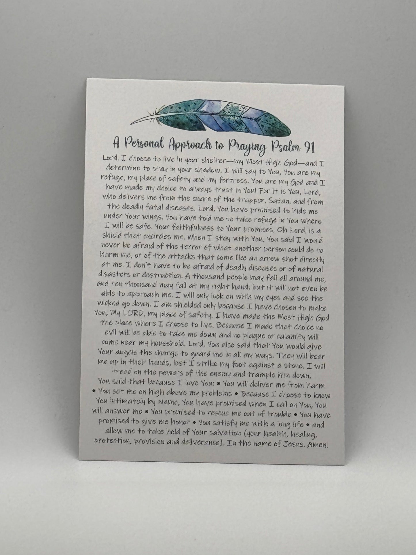 Personal Psalm 91 Prayer Card