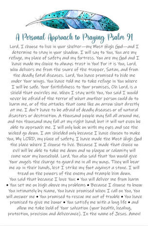 Personal Psalm 91 Prayer Card